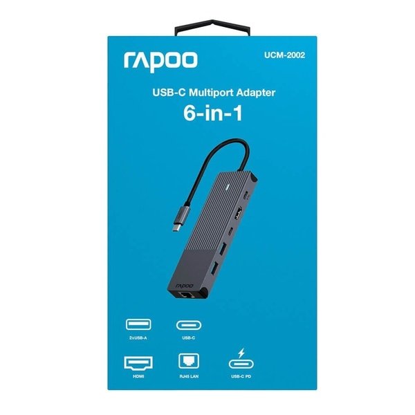 Wieloportowy adapter Rapoo UCM-2002 USB-C, 6 w 1, szary