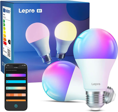 Lepro Smart B1 E27, 8.5W 806lm WLAN Glühbirne works with Alexa & Google 2er PACK