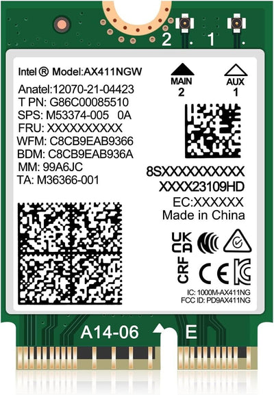 WiFi 6E Wireless Card Intel AX411 NGW Unterstützt CNVio2 Protokoll & Intel 12/13